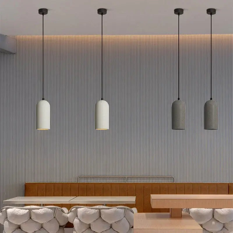 Four modern decorbites industrial style led chandelier pendant lights with white and gray ceramic shades for bedroom decor