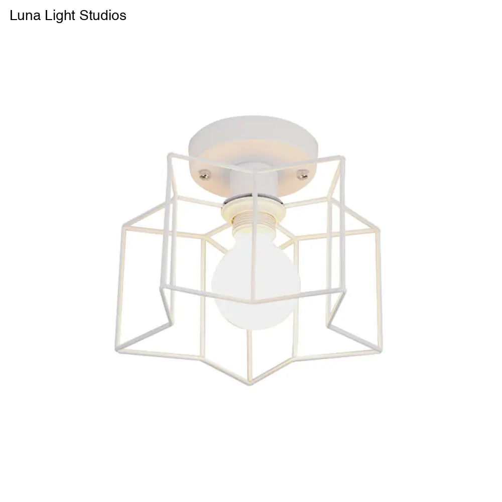 DecorBites™ DecorBites™ Industrial Style Metal Ceiling Mounted Light with Star Caged Design - Bedroom Close to Ceiling Lighting