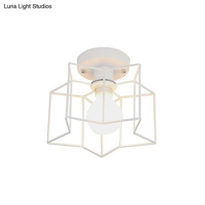 DecorBites™ DecorBites™ Industrial Style Metal Ceiling Mounted Light with Star Caged Design - Bedroom Close to Ceiling Lighting