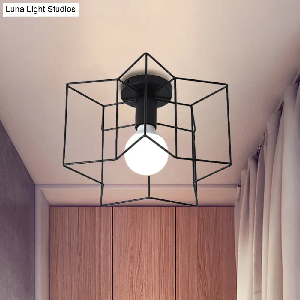DecorBites™ DecorBites™ Industrial Style Metal Ceiling Mounted Light with Star Caged Design - Bedroom Close to Ceiling Lighting