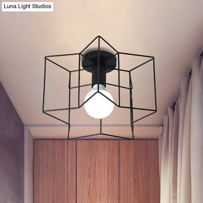 DecorBites™ DecorBites™ Industrial Style Metal Ceiling Mounted Light with Star Caged Design - Bedroom Close to Ceiling Lighting