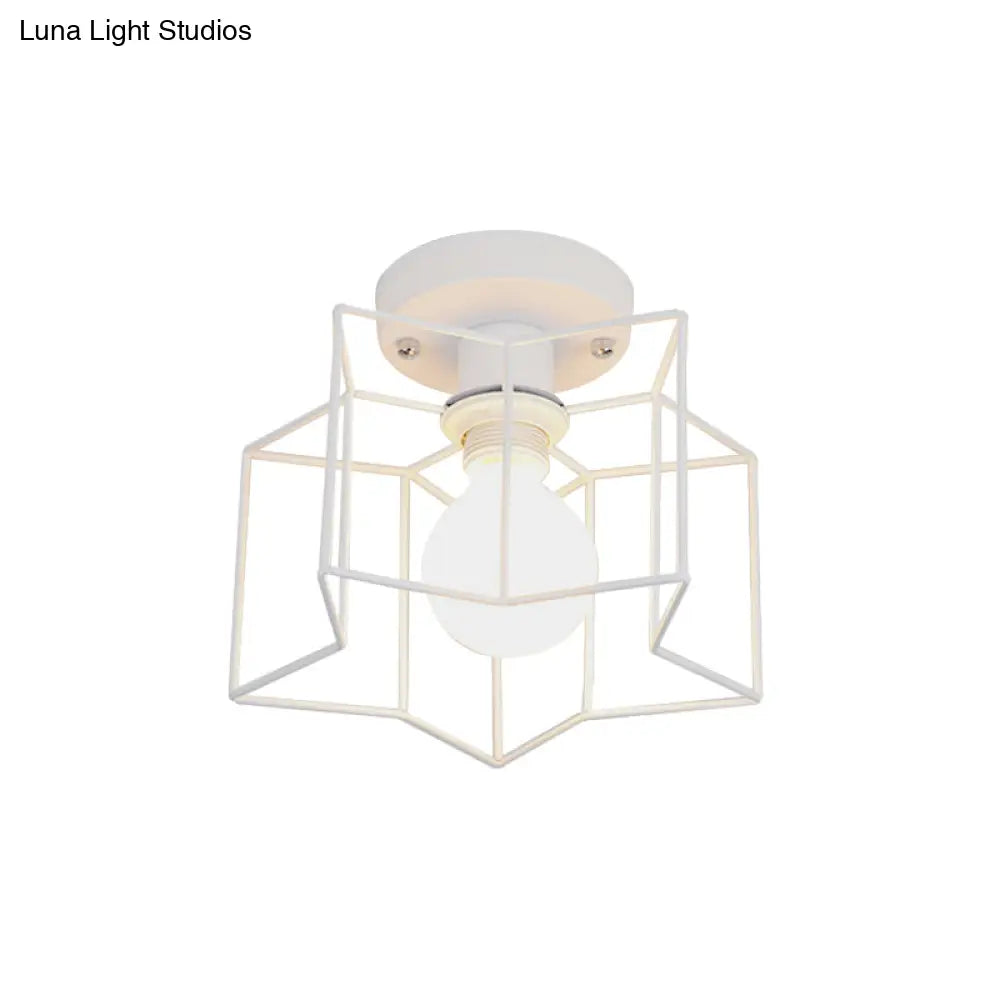 DecorBites™ DecorBites™ Industrial Style Metal Ceiling Mounted Light with Star Caged Design - Bedroom Close to Ceiling Lighting