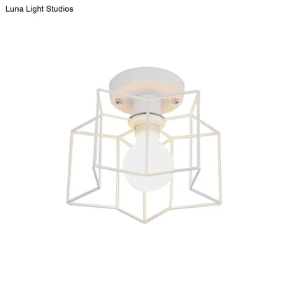 DecorBites™ DecorBites™ Industrial Style Metal Ceiling Mounted Light with Star Caged Design - Bedroom Close to Ceiling Lighting