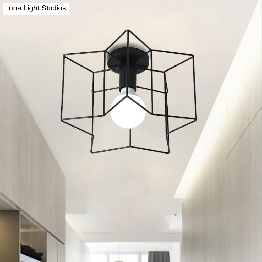 DecorBites™ DecorBites™ Industrial Style Metal Ceiling Mounted Light with Star Caged Design - Bedroom Close to Ceiling Lighting