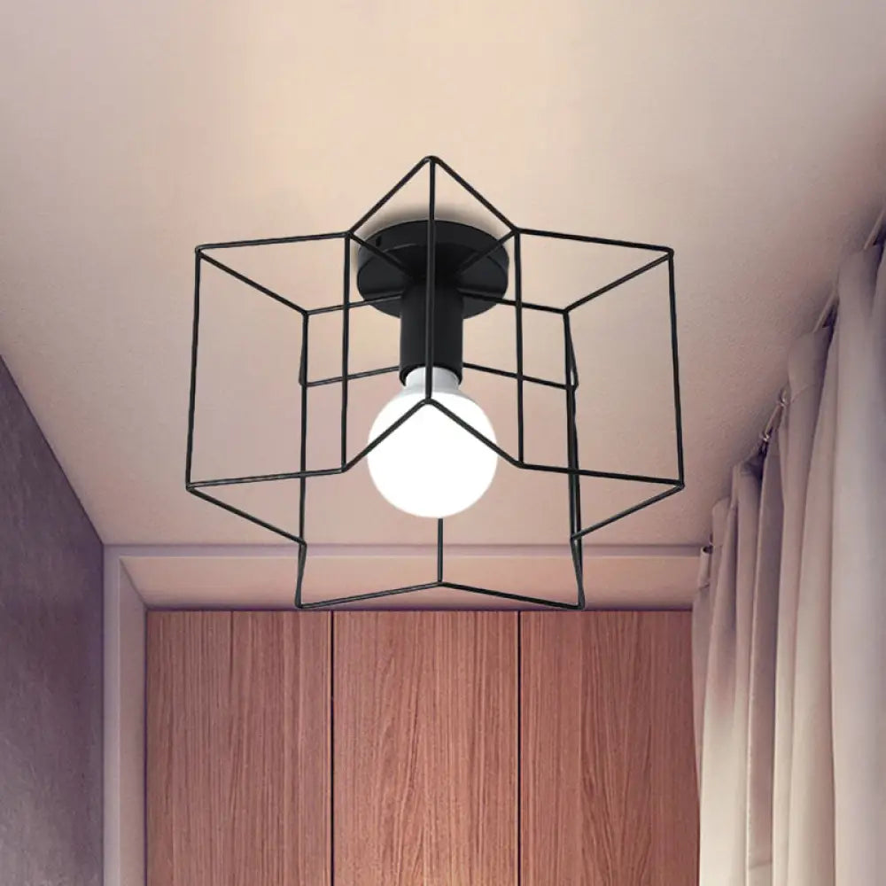 DecorBites™ DecorBites™ Industrial Style Metal Ceiling Mounted Light with Star Caged Design - Bedroom Close to Ceiling Lighting