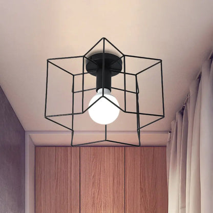 DecorBites™ DecorBites™ Industrial Style Metal Ceiling Mounted Light with Star Caged Design - Bedroom Close to Ceiling Lighting