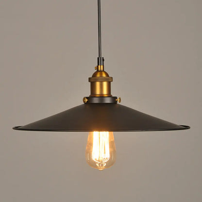 Industrial Style Metal Cone Pendant Lamp in Black