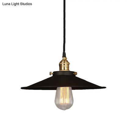 Industrial Style Metal Conic Ceiling Pendant with 1 Light in Brass/Weathered Brass