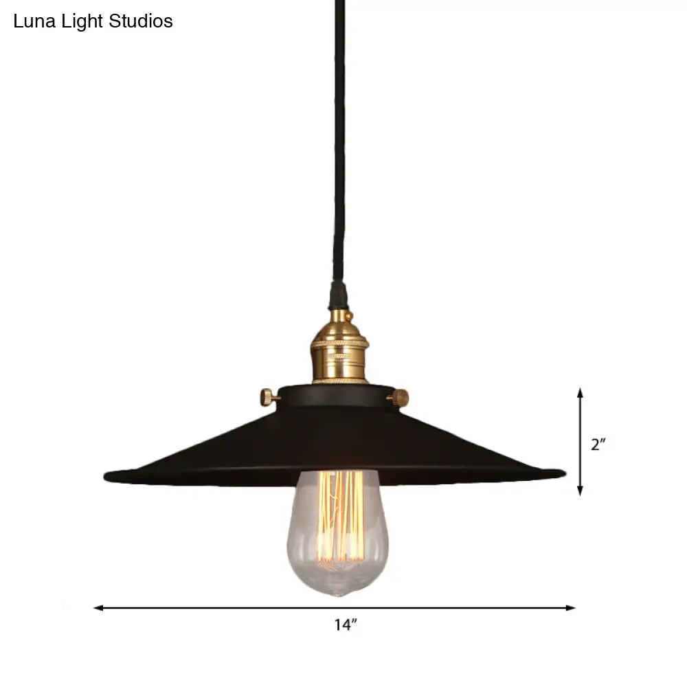 Industrial Style Metal Conic Ceiling Pendant with 1 Light in Brass/Weathered Brass