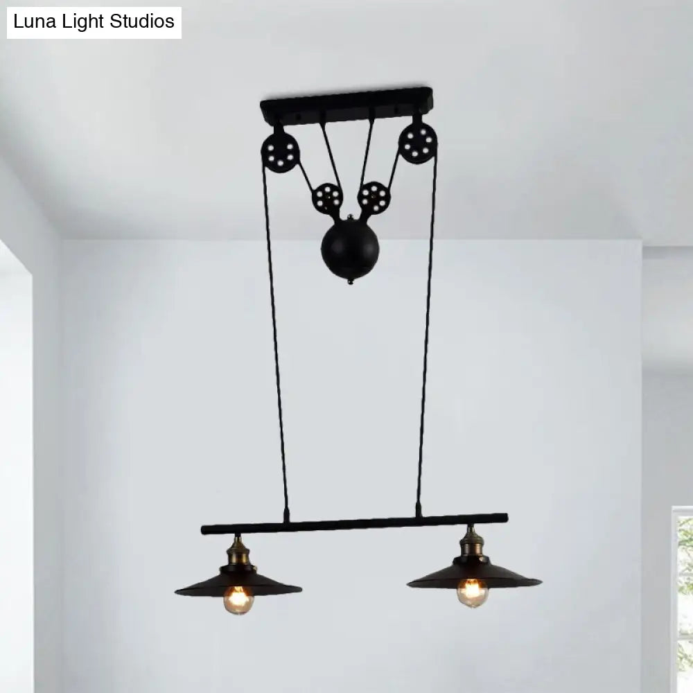 DecorBites™ Industrial Style Metal Island Pendant Light with Flared Shade - 2/3 Bulbs, Black Finish, Indoor Hanging Lamp