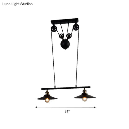 DecorBites™ Industrial Style Metal Island Pendant Light with Flared Shade - 2/3 Bulbs, Black Finish, Indoor Hanging Lamp