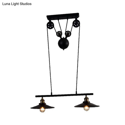 DecorBites™ Industrial Style Metal Island Pendant Light with Flared Shade - 2/3 Bulbs, Black Finish, Indoor Hanging Lamp