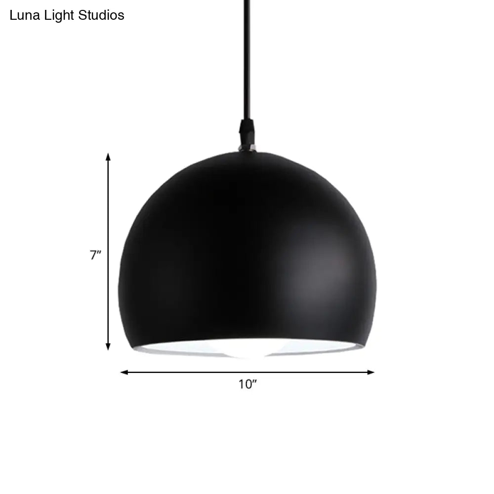 Industrial Style Metallic 1 Head Hanging Pendant Lamp - Black Globe Shade, 8"/10"/14" Width - Perfect for Kitchen