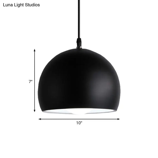 Industrial Style Metallic 1 Head Hanging Pendant Lamp - Black Globe Shade, 8"/10"/14" Width - Perfect for Kitchen