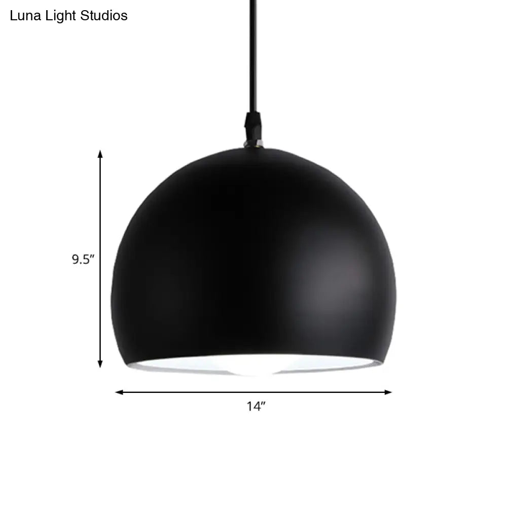 Industrial Style Metallic 1 Head Hanging Pendant Lamp - Black Globe Shade, 8"/10"/14" Width - Perfect for Kitchen