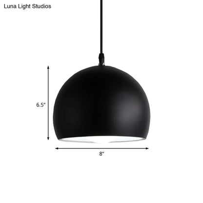 Industrial Style Metallic 1 Head Hanging Pendant Lamp - Black Globe Shade, 8"/10"/14" Width - Perfect for Kitchen