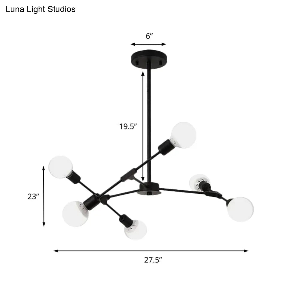 Industrial Style Metallic Black/Gold Chandelier Ceiling Light Fixture - 6/8 Lights for Bedroom