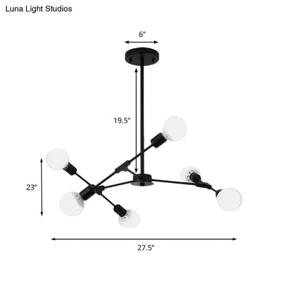 Industrial Style Metallic Black/Gold Chandelier Ceiling Light Fixture - 6/8 Lights for Bedroom