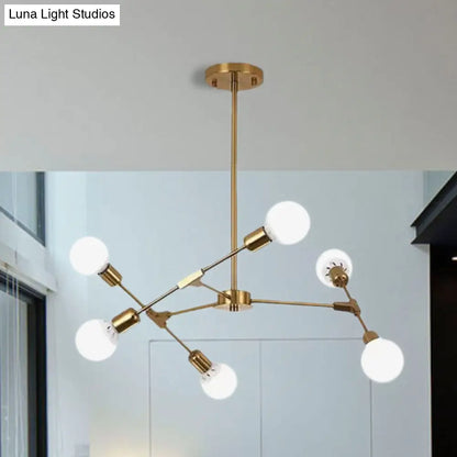 Industrial Style Metallic Black/Gold Chandelier Ceiling Light Fixture - 6/8 Lights for Bedroom