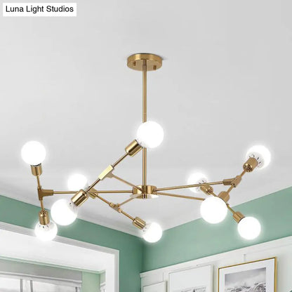 Industrial Style Metallic Black/Gold Chandelier Ceiling Light Fixture - 6/8 Lights for Bedroom