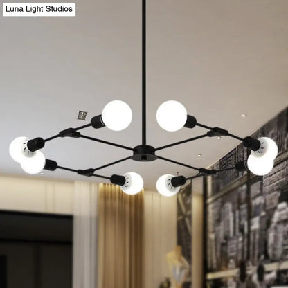 Industrial Style Metallic Black/Gold Chandelier Ceiling Light Fixture - 6/8 Lights for Bedroom