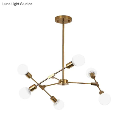 Industrial Style Metallic Black/Gold Chandelier Ceiling Light Fixture - 6/8 Lights for Bedroom