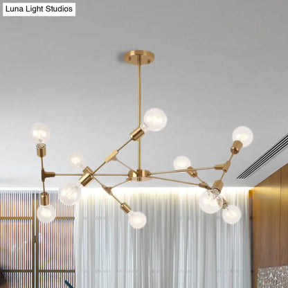 Industrial Style Metallic Black/Gold Chandelier Ceiling Light Fixture - 6/8 Lights for Bedroom