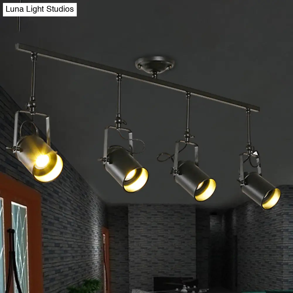 DecorBites™ DecorBites™ Industrial Style Metallic Cylinder Dining Room Semi-Flush Light Track Fixture - Rotatable, Black/White, 1/2/3 Heads