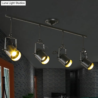 DecorBites™ DecorBites™ Industrial Style Metallic Cylinder Dining Room Semi-Flush Light Track Fixture - Rotatable, Black/White, 1/2/3 Heads