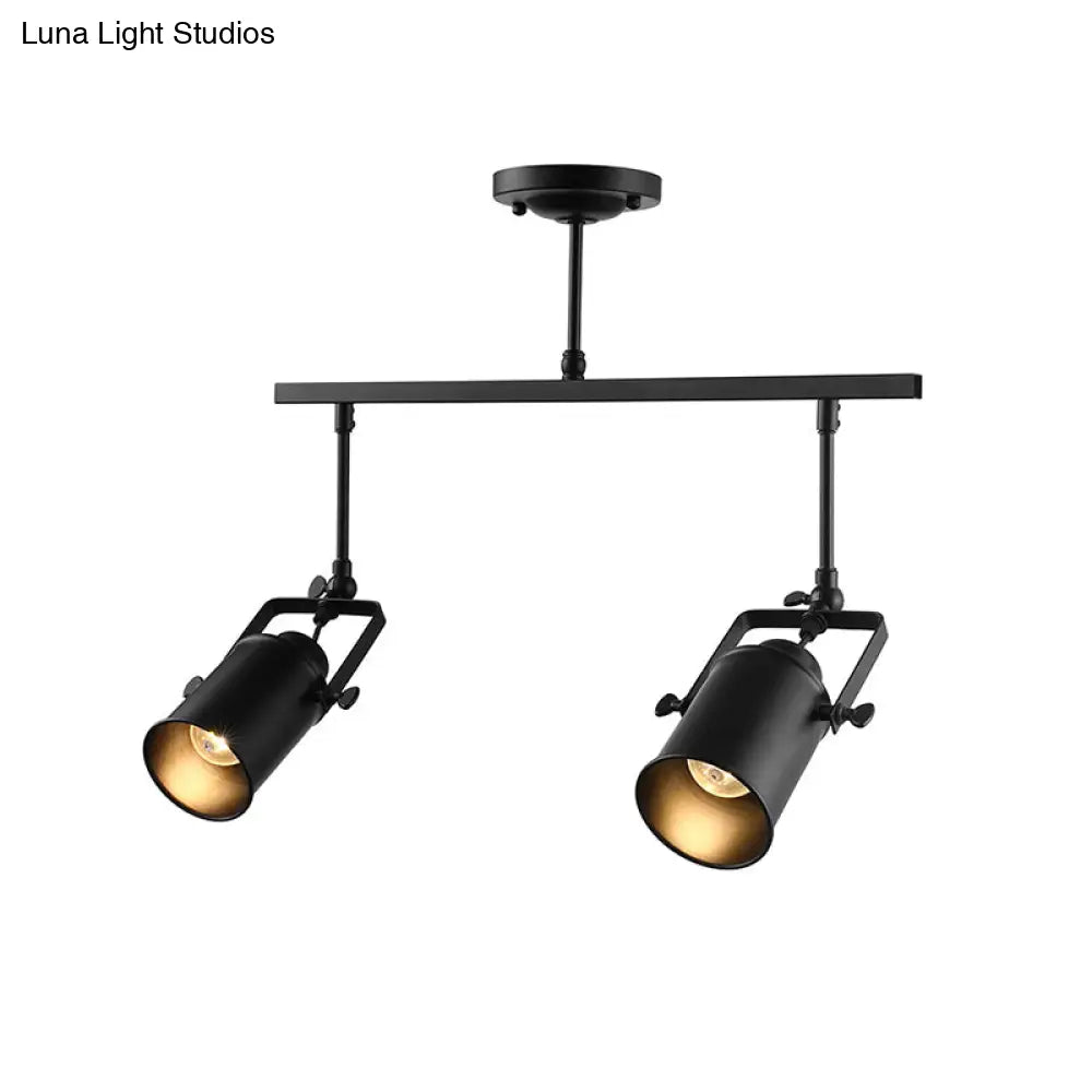 DecorBites™ DecorBites™ Industrial Style Metallic Cylinder Dining Room Semi-Flush Light Track Fixture - Rotatable, Black/White, 1/2/3 Heads