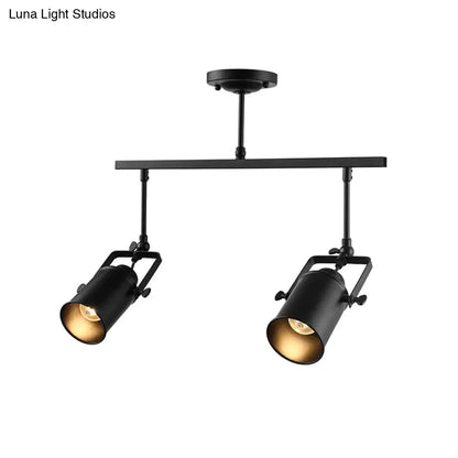 DecorBites™ DecorBites™ Industrial Style Metallic Cylinder Dining Room Semi-Flush Light Track Fixture - Rotatable, Black/White, 1/2/3 Heads