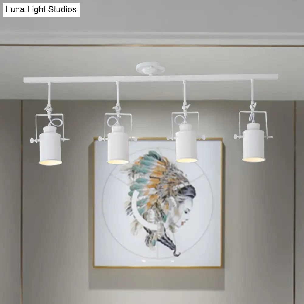 DecorBites™ DecorBites™ Industrial Style Metallic Cylinder Dining Room Semi-Flush Light Track Fixture - Rotatable, Black/White, 1/2/3 Heads