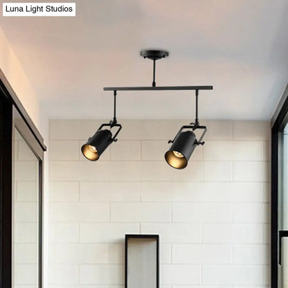 DecorBites™ DecorBites™ Industrial Style Metallic Cylinder Dining Room Semi-Flush Light Track Fixture - Rotatable, Black/White, 1/2/3 Heads
