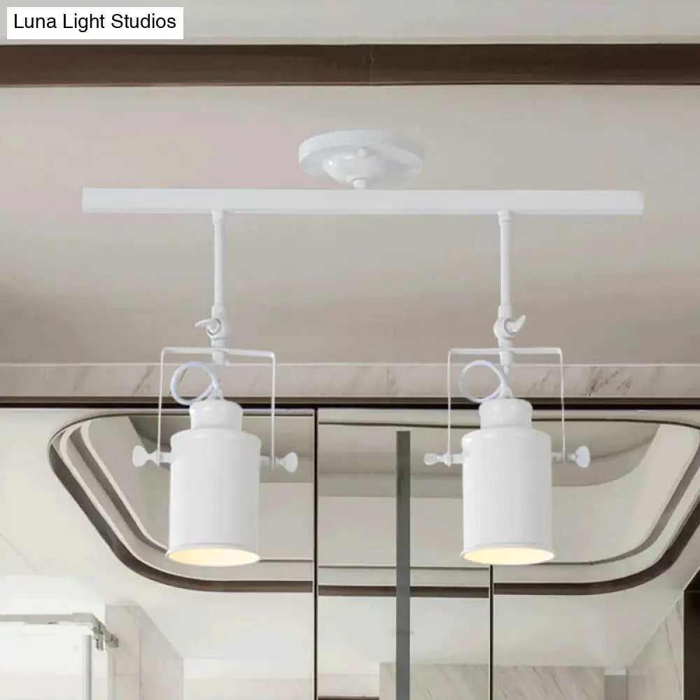 DecorBites™ DecorBites™ Industrial Style Metallic Cylinder Dining Room Semi-Flush Light Track Fixture - Rotatable, Black/White, 1/2/3 Heads