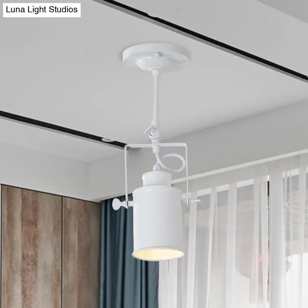 DecorBites™ DecorBites™ Industrial Style Metallic Cylinder Dining Room Semi-Flush Light Track Fixture - Rotatable, Black/White, 1/2/3 Heads