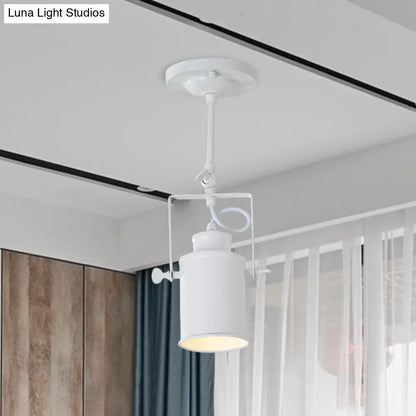 DecorBites™ DecorBites™ Industrial Style Metallic Cylinder Dining Room Semi-Flush Light Track Fixture - Rotatable, Black/White, 1/2/3 Heads