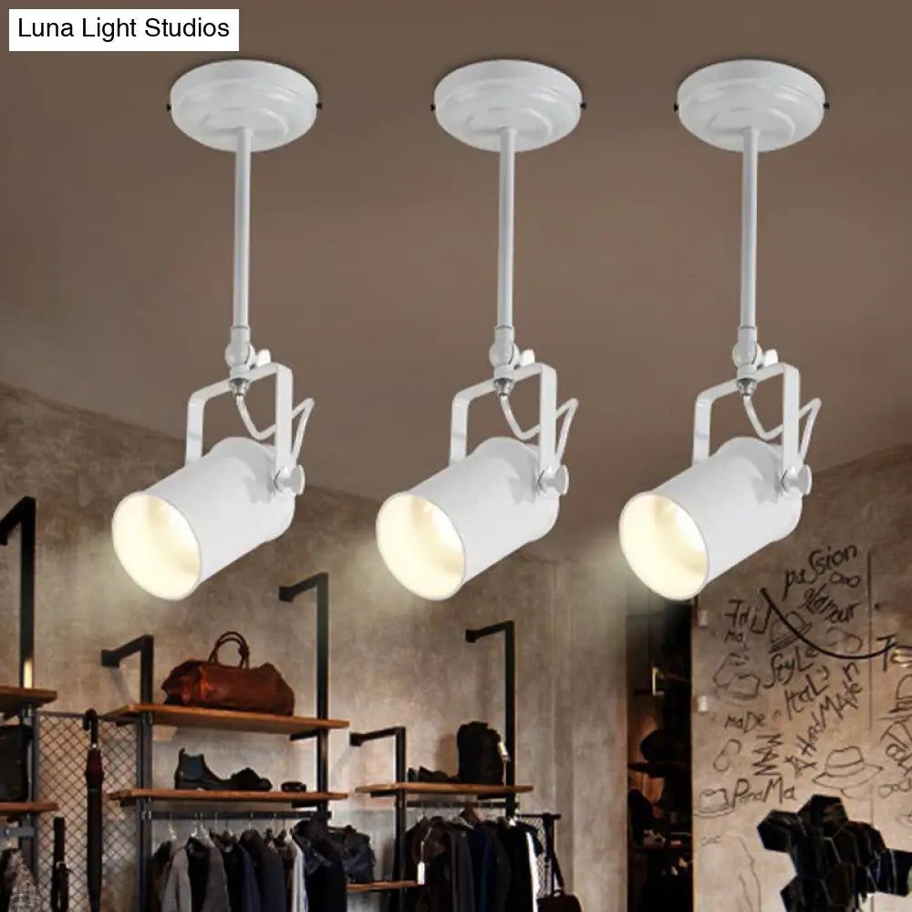 DecorBites™ DecorBites™ Industrial Style Metallic Cylinder Dining Room Semi-Flush Light Track Fixture - Rotatable, Black/White, 1/2/3 Heads