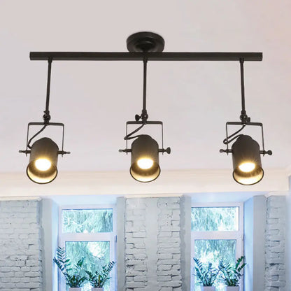 DecorBites™ DecorBites™ Industrial Style Metallic Cylinder Dining Room Semi-Flush Light Track Fixture - Rotatable, Black/White, 1/2/3 Heads