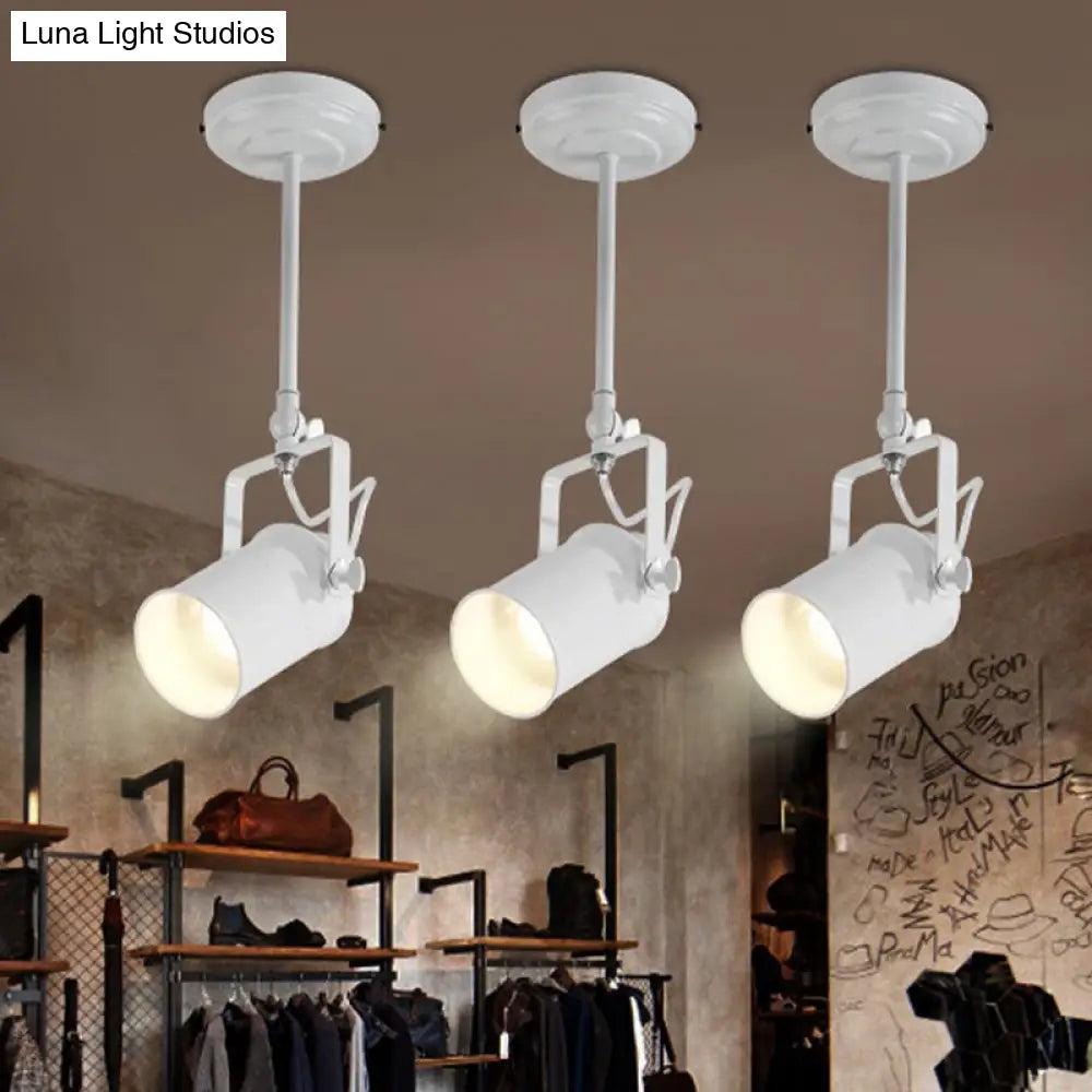 DecorBites™ DecorBites™ Industrial Style Metallic Cylinder Dining Room Semi-Flush Light Track Fixture - Rotatable, Black/White, 1/2/3 Heads