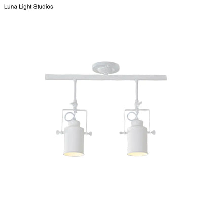 DecorBites™ DecorBites™ Industrial Style Metallic Cylinder Dining Room Semi-Flush Light Track Fixture - Rotatable, Black/White, 1/2/3 Heads