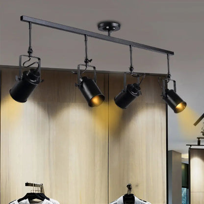 DecorBites™ DecorBites™ Industrial Style Metallic Cylinder Dining Room Semi-Flush Light Track Fixture - Rotatable, Black/White, 1/2/3 Heads