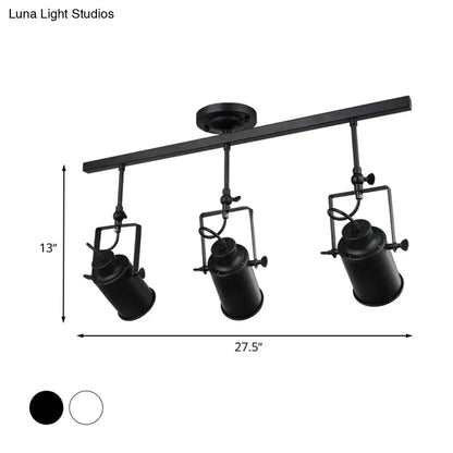 DecorBites™ DecorBites™ Industrial Style Metallic Cylinder Dining Room Semi-Flush Light Track Fixture - Rotatable, Black/White, 1/2/3 Heads