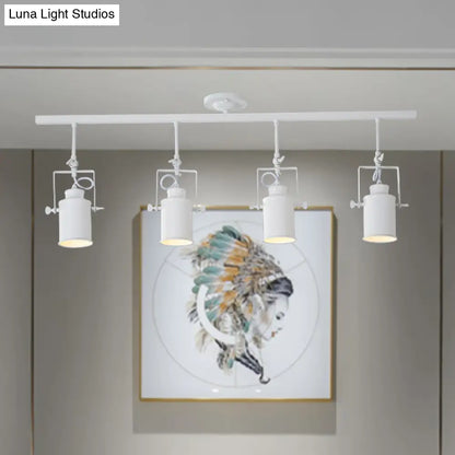 DecorBites™ DecorBites™ Industrial Style Metallic Cylinder Dining Room Semi-Flush Light Track Fixture - Rotatable, Black/White, 1/2/3 Heads