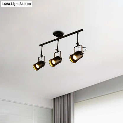 DecorBites™ DecorBites™ Industrial Style Metallic Cylinder Dining Room Semi-Flush Light Track Fixture - Rotatable, Black/White, 1/2/3 Heads