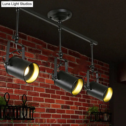 DecorBites™ DecorBites™ Industrial Style Metallic Cylinder Dining Room Semi-Flush Light Track Fixture - Rotatable, Black/White, 1/2/3 Heads