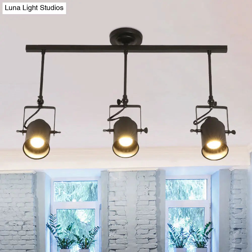 DecorBites™ DecorBites™ Industrial Style Metallic Cylinder Dining Room Semi-Flush Light Track Fixture - Rotatable, Black/White, 1/2/3 Heads