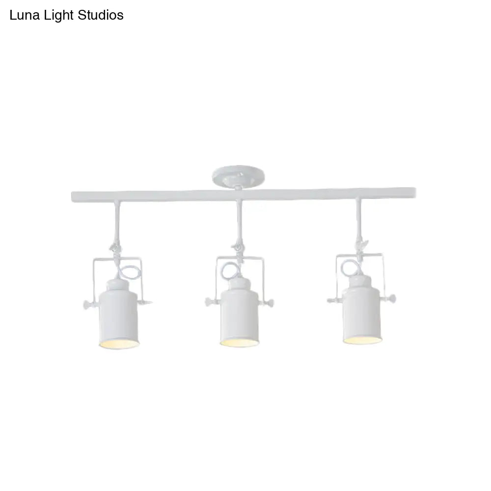 DecorBites™ DecorBites™ Industrial Style Metallic Cylinder Dining Room Semi-Flush Light Track Fixture - Rotatable, Black/White, 1/2/3 Heads