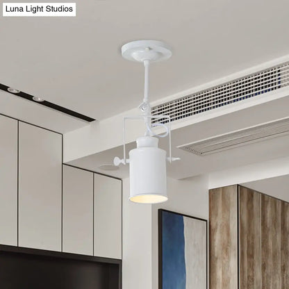 DecorBites™ DecorBites™ Industrial Style Metallic Cylinder Dining Room Semi-Flush Light Track Fixture - Rotatable, Black/White, 1/2/3 Heads