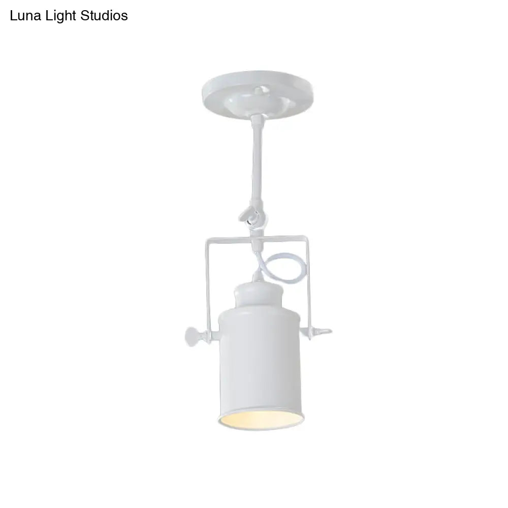 DecorBites™ DecorBites™ Industrial Style Metallic Cylinder Dining Room Semi-Flush Light Track Fixture - Rotatable, Black/White, 1/2/3 Heads