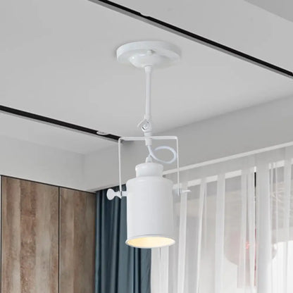 DecorBites™ DecorBites™ Industrial Style Metallic Cylinder Dining Room Semi-Flush Light Track Fixture - Rotatable, Black/White, 1/2/3 Heads